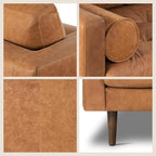 Poly & Bark Napa Leather Couch - 72 Inch Apartment Sofa with 2 Bolsters - Full-Grain Leather Sofa for Living Room with Feather-Down Topper - Living Room Couch - Vintage Italian Leather in Cognac Tan