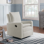 Oxford Baby Uptown Upholstered Glider Recliner Rocking Chair 360° Swivel for Nursery and Living Room - Boucle White