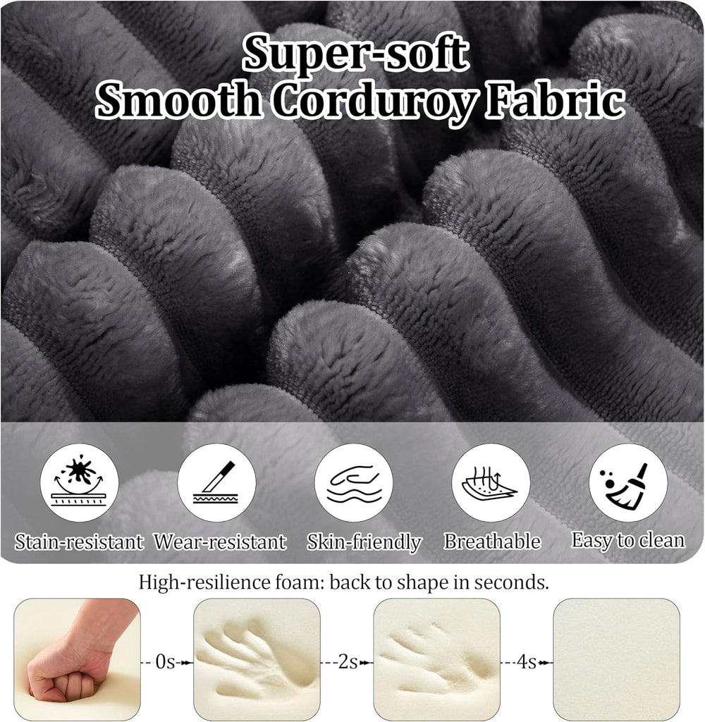 33.5'' Plush Fluffy Corduroy Ottoman for Floor Couch in a Box, Modern...