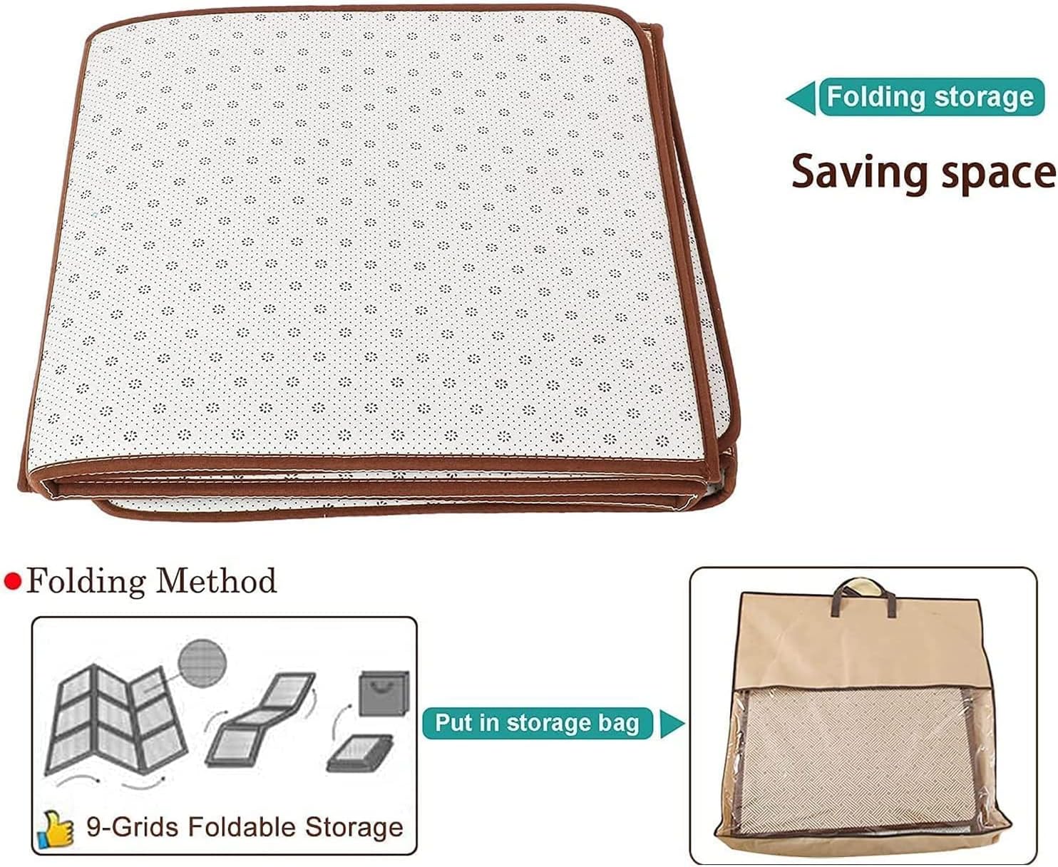 MYOYAY Large Japanese Tatami Mat 71x 71in Large Summer Breathable Sleeping Mat Foldable Rattan Floor Mat Non-Slip Memory Foam Stitching Carpet Crawling Mats Living Room Bedroom Playroom Yoga