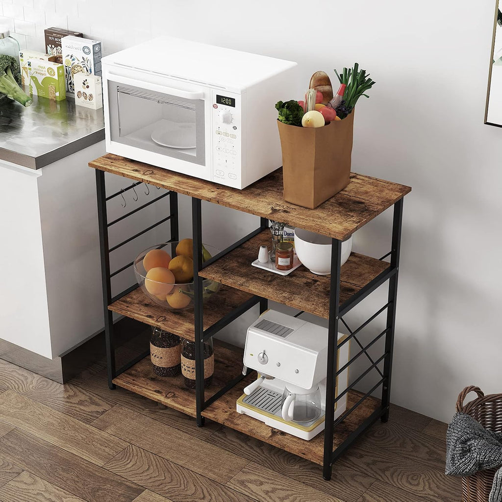 soges Kitchen Standing Baker's Rack, Utility Microwave Oven Stand, Multi-Layers Kitchen Storage Cart Workstation Shelf, Coffee Cart, Rustic Brown