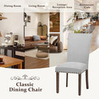 Furniliving Upholstered Dining Chairs Set of 6 - Line Fabric Modern Farmhouse Kitchen Chairs, High-Back Dining Room Chairs with Wooden Legs for Kitchen Dining Room Living Room.Light Grey
