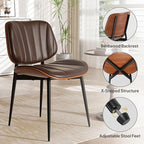 Dining Chairs Set of 2, Mid Century Modern Dining Room Chair, Upholstered Faux Leather Kitchen Chairs with Walnut Bentwood Back and Metal Legs for Kitchen Dining Living Room, Coffee