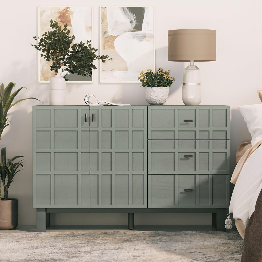 Aoikax 48” Sideboard, Buffet Cabinet with 2 Doors & 3 Drawers, Sage Green