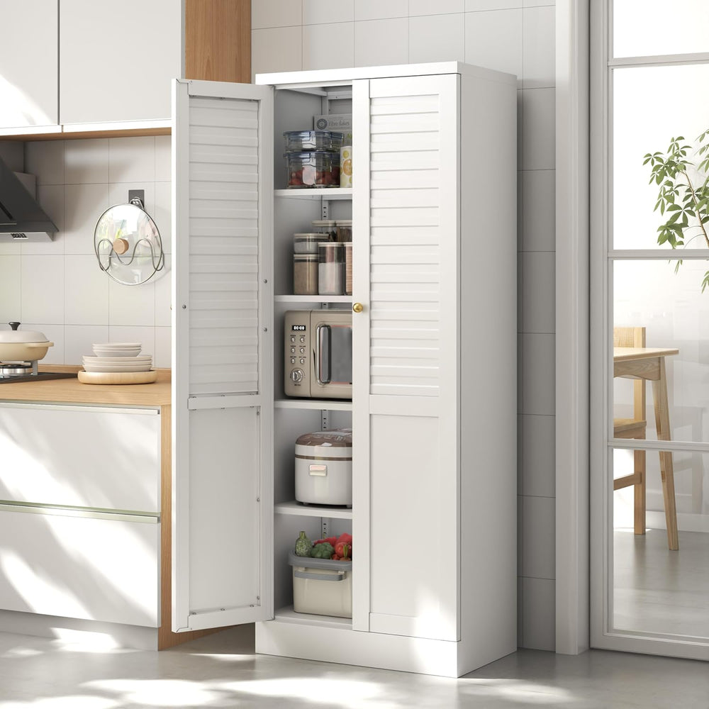 LEYNOT 61 inch Tall Kitchen Pantry Cabinet,Metal Storage Cabinet with 4 Adjus...