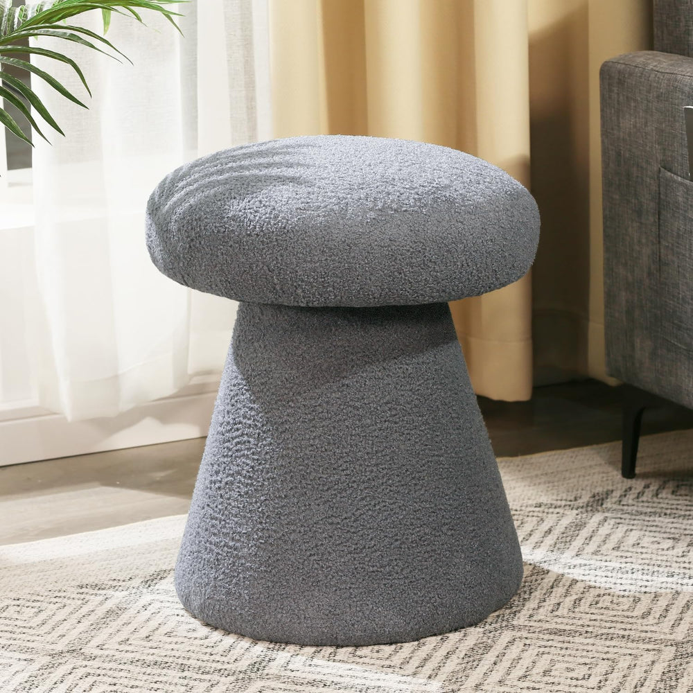 Joveco Ottoman Foot Rest,Mushroom Foot Stool,Upholstered Teddy Velvet Vanity ...