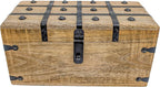 Handmade Pirate Treasure Chest - Wooden Storage Box with Iron Lock & Skeleton Key - Rustic Decorative Jewelry, Toy, Geocache, or Keepsake Chest (Large 12.25 x 6.25 x 6)