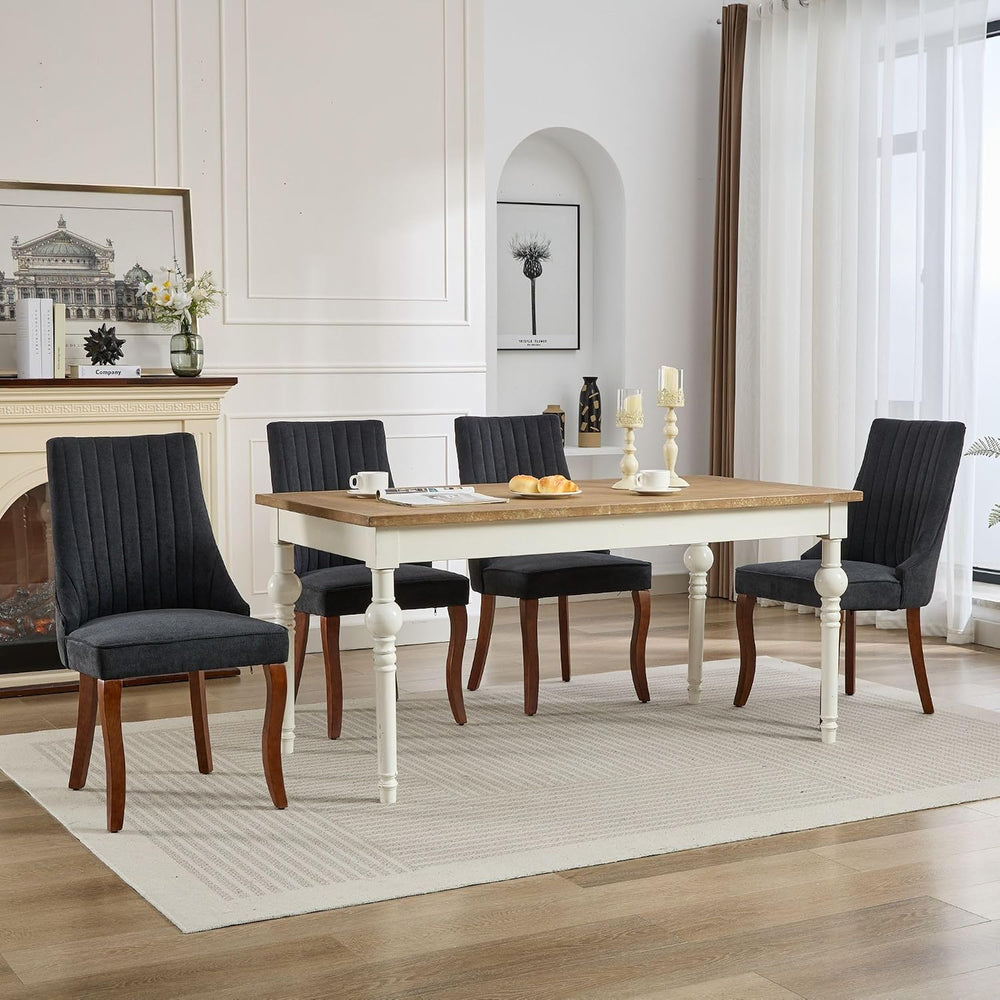 LKTART Upholstered Dining Chairs Set of 2, Solid Wood Kitchen Dining Room Cha...