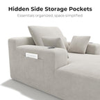 LIKIMIO 71.6" Oversized Chaise Lounge Chair Indoor with Cup Holders & Storage - Corduroy Sofa Bed for Living Room, Reading Nook, or Bedroom, No Assembly Cloud Couch (Greige)