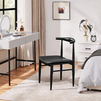 Yaheetech Dining Chairs Set of 2 Mid Century Modern Leather Dining Room Chairs with Armless Backrest & Metal Legs for Kitchen, Living Room, Black
