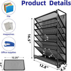 Simple Trending Wall File Organizer, Mesh 7-Tier Vertical Hanging File Holder, Desktop Metal Files Rack for Office and Home, Black