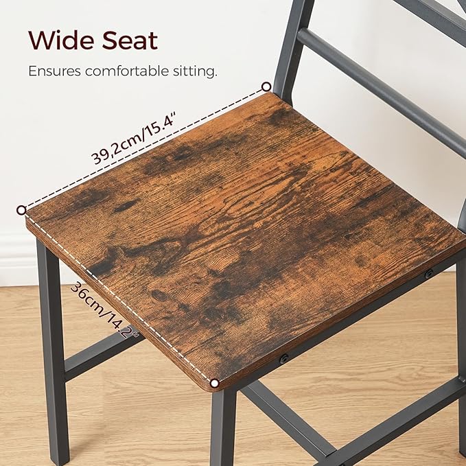 Dining Chair Set of 2, Rustic Wooden Kitchen Chairs with Backrest, Farmhouse ...