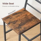 Dining Chair Set of 2, Rustic Wooden Kitchen Chairs with Backrest, Farmhouse Dining Chairs for Kitchen, Industrial Style Chair with Metal Frame, Easy Assembly, Rustic Brown TBHR1001