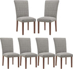 Stylish Dining Chairs Set of 6, Upholstered Parsons Dining Room Chair with Nailhead Trim, Kitchen Room Chair with Thick Cushions and Wood Legs, Nailhead Trim, SKY2383