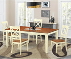 East West Furniture QUIN5-WHI-W 5 Piece Dining Room Table Set Includes a Rectangle Kitchen Table with Butterfly Leaf and 4 Dining Chairs, 40x78 Inch, Buttermilk & Cherry