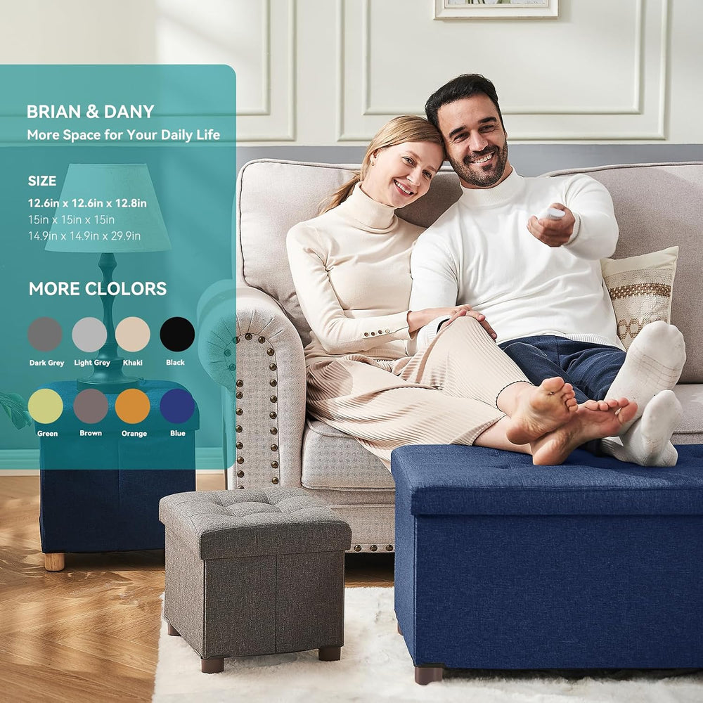 BRIAN & DANY Ottoman with Storage, Small Storage Ottoman for Dorm, Linen ...