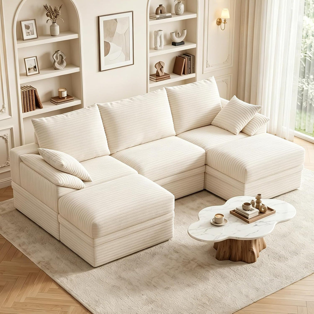 107" Modular Sectional Sofa Couch with Storage,U-Shape 3 Seat Comfy Mode...