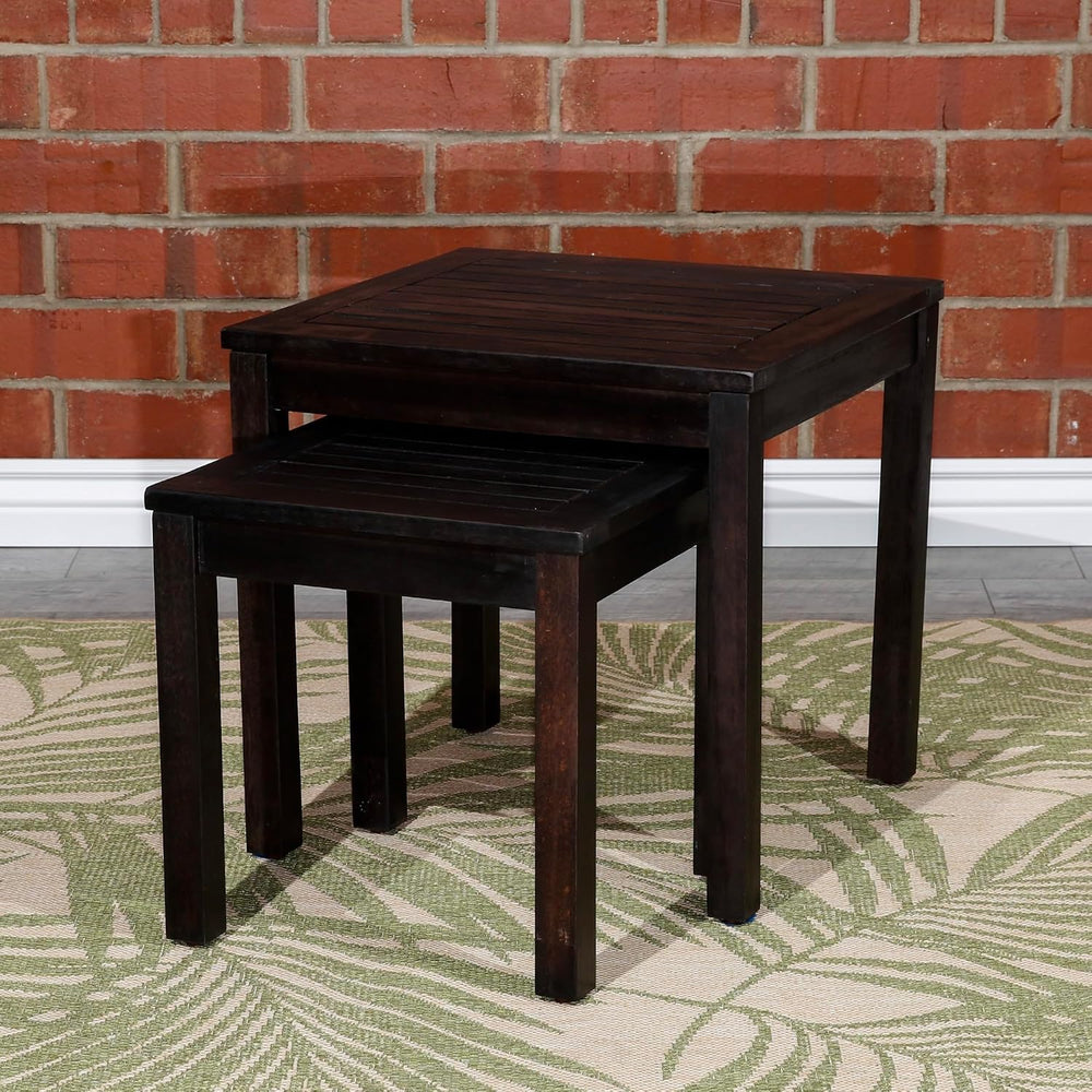 2-Piece Eucalyptus Nesting Table Set with Espresso | Nesting tables for stora...