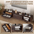 Mid Century Modern TV Stand for 85 Inch TVs, 78.7" Entertainment Center with Storage & Power Outlet, Media Console w/Drawers and Sliding Door, Television Stands for Living Room, Walnut