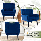 NicBex Modern Accent Chair for Living Room Upholstered Foam Filled Living Room Chairs with Metal Legs Velvet Cozy Lounge Armchair for Living Room Bedroom,Navy Blue