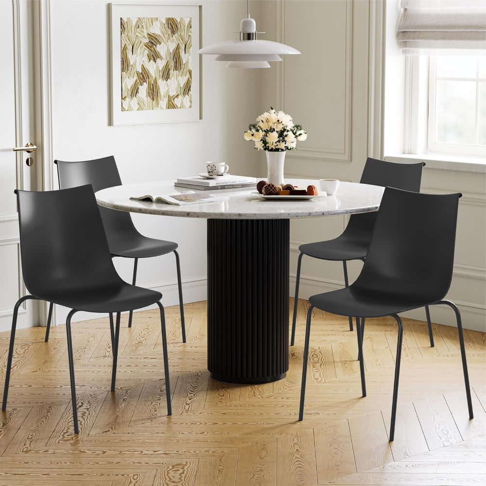 KISLOT Dining Chairs Set of 4, Plastic Outdoor Dining Room Chairs with Metal ...