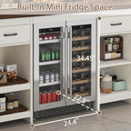 72" Stationary Kitchen Island with Charging Station | Large Kitchen Bar Island Table, 6 Storage Drawers, Open Shelves & Built-in Fridge Space, Towel Racks