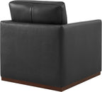 CHITA Genuine Leather Swivel Chair, Wood Frame, Fully Assembled, Black | Leather Arm Chair with 360° Swivel Solid Wood Base, Mid Century Modern Living Room Chair, 33"Dx30"Wx33"H, 300 Lb Capacity