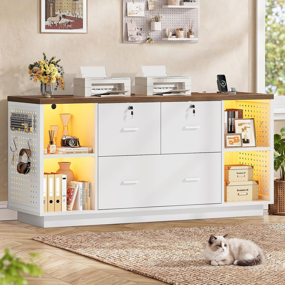 SEDETA 55" File Cabinet with Lock, Large 3 Drawers Filing Cabinets for H...