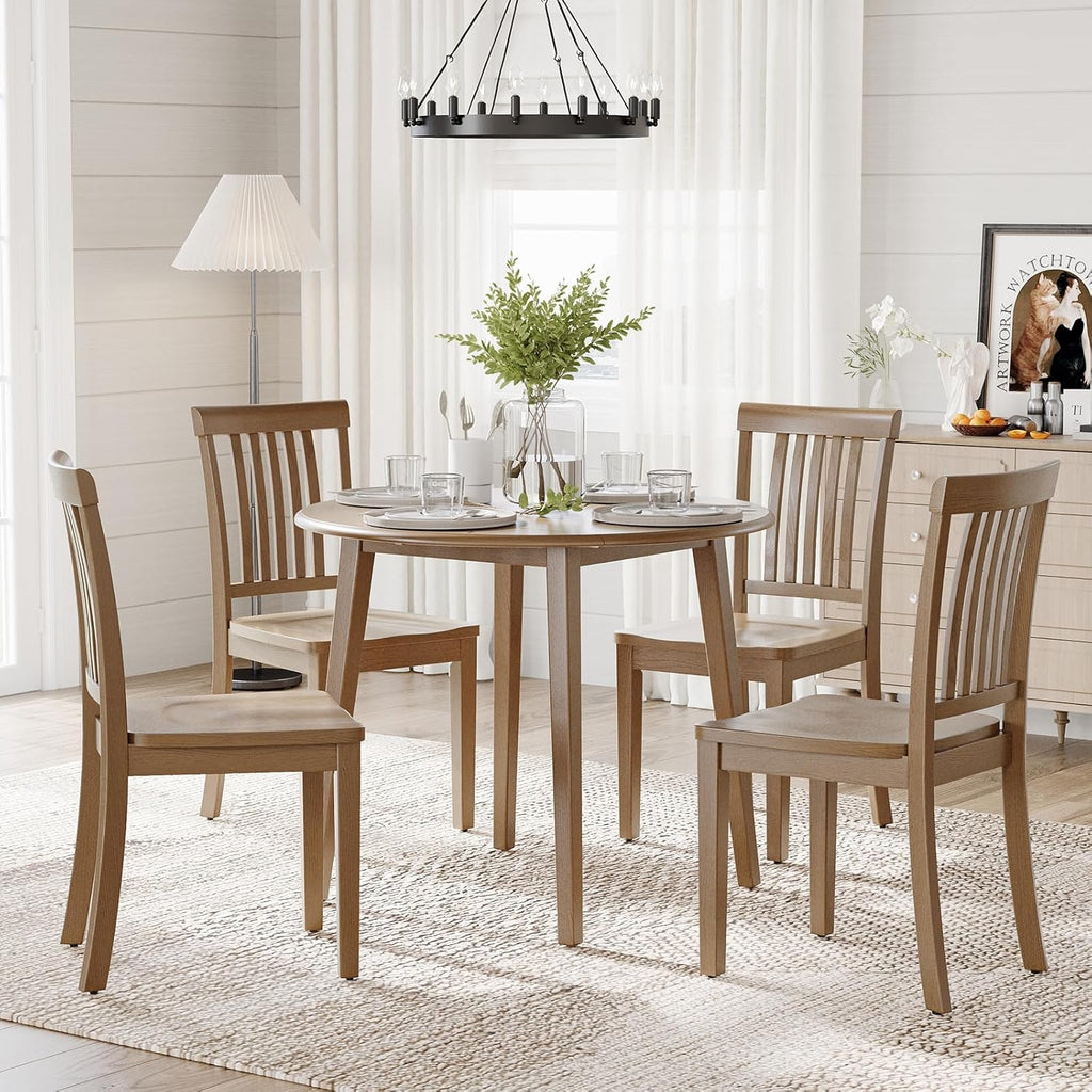 COLAMY Wooden Dining Room Chairs Set of 6, Spindle High Back Windsor Kitchen Side Chair, Farmhouse Dining Chairs for Kitchen, Dining Room, Light Brown