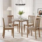 COLAMY Wooden Dining Chairs Set of 4, Solid Rubberwood Kitchen & Dining Room Chairs, Farmhouse Rustic Side Chairs for Dining Table, Anti-Slip Protection, Classic Windsor Style Seating, Oak Light Brown
