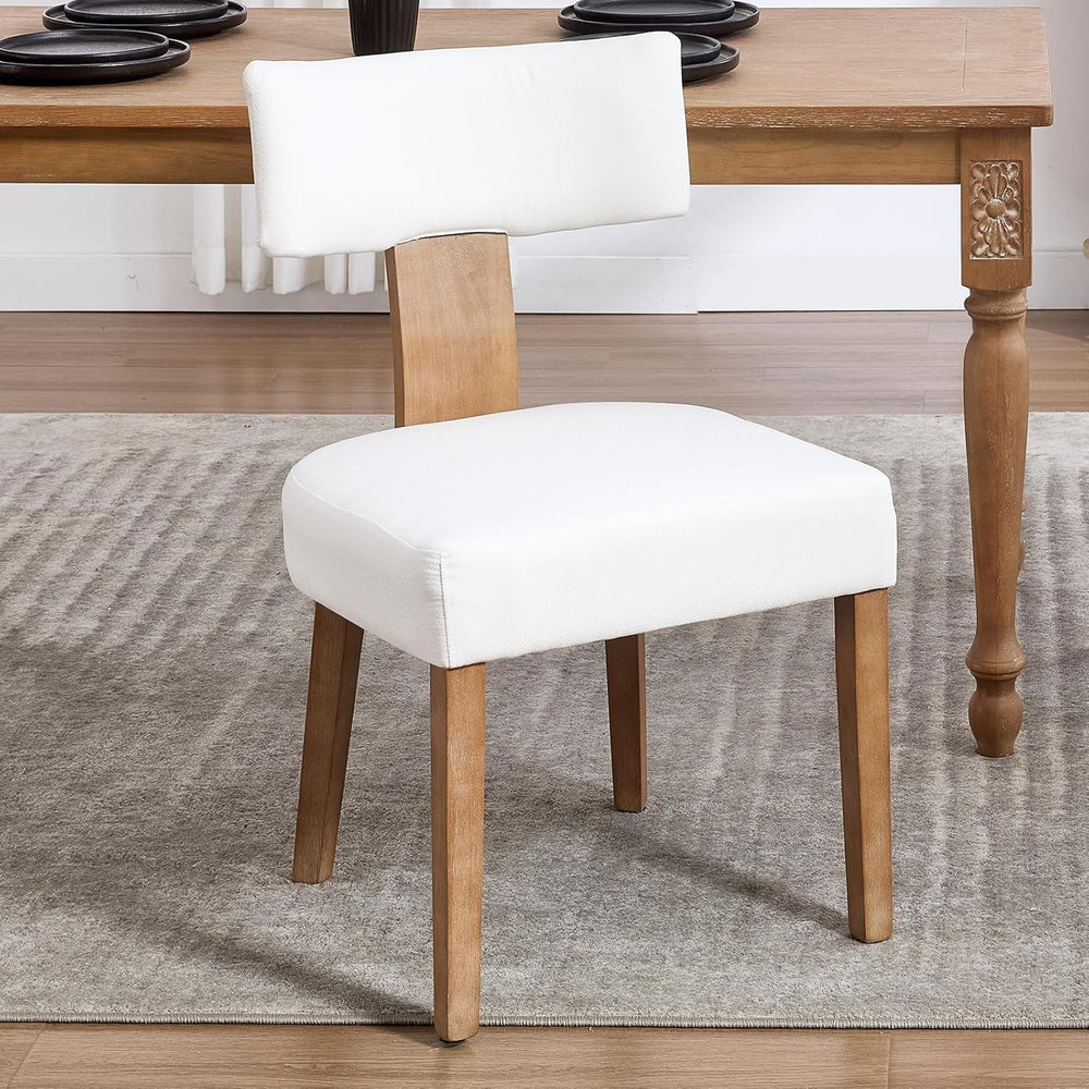 Mid Century Modern Dining Chairs Set of 4, Linen Fabric Upholstered Dining Ch...