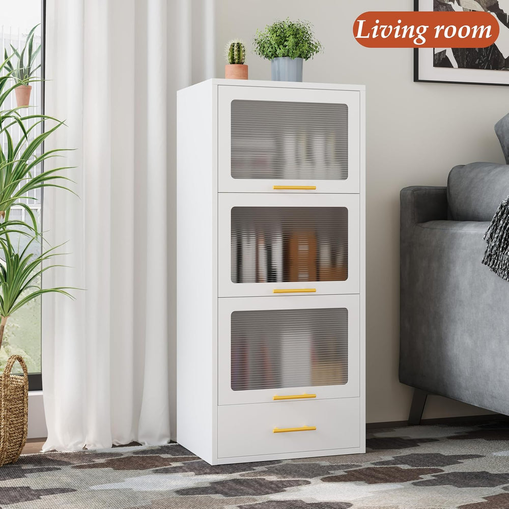 3-Tier Metal Kitchen Storage Cabinet with Drawer, Freestanding Microwaves Rac...