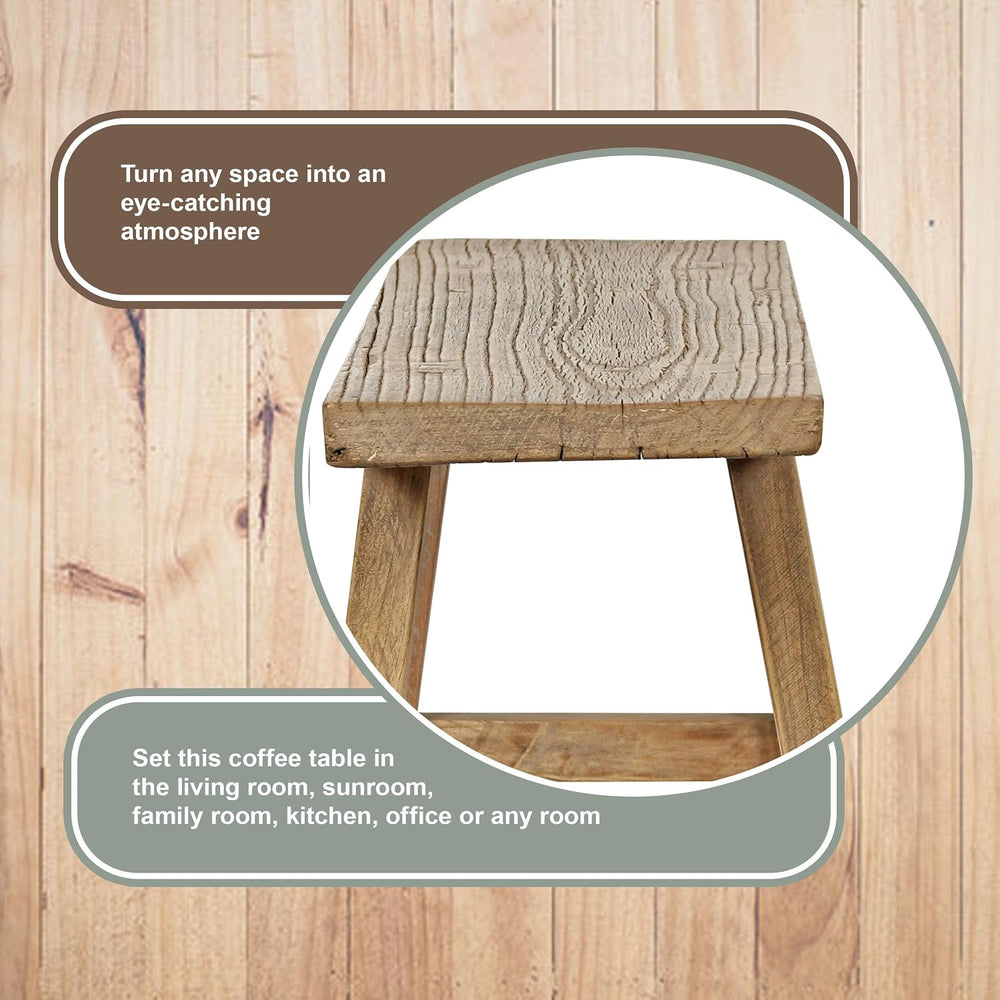 Artissance 35" Long 10" Wide Elmwood Bench, Natural Wood
