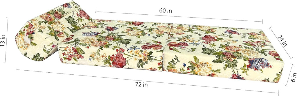 D&D Futon Furniture Sleeper Chair Folding Foam Beds, Portable Studio Guest Sofa Bed (Big Roses, 70 x 24 x 6)