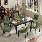 Dining Chairs Set of 2, Upholstered Corduroy Dining Room Chair with Wood Legs, Mid-Back Padded Kitchen Side Chairs for Dining Room, Green