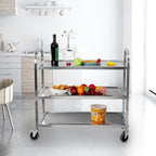 uyoyous 3 Tier Stainless Steel Utility Cart 37"x20"x37" Commercial Heavy Duty Rolling Cart Food Storage Service Trolley with 360°Rotatable Wheels for Kitchen Hotel Restaurant Home Use