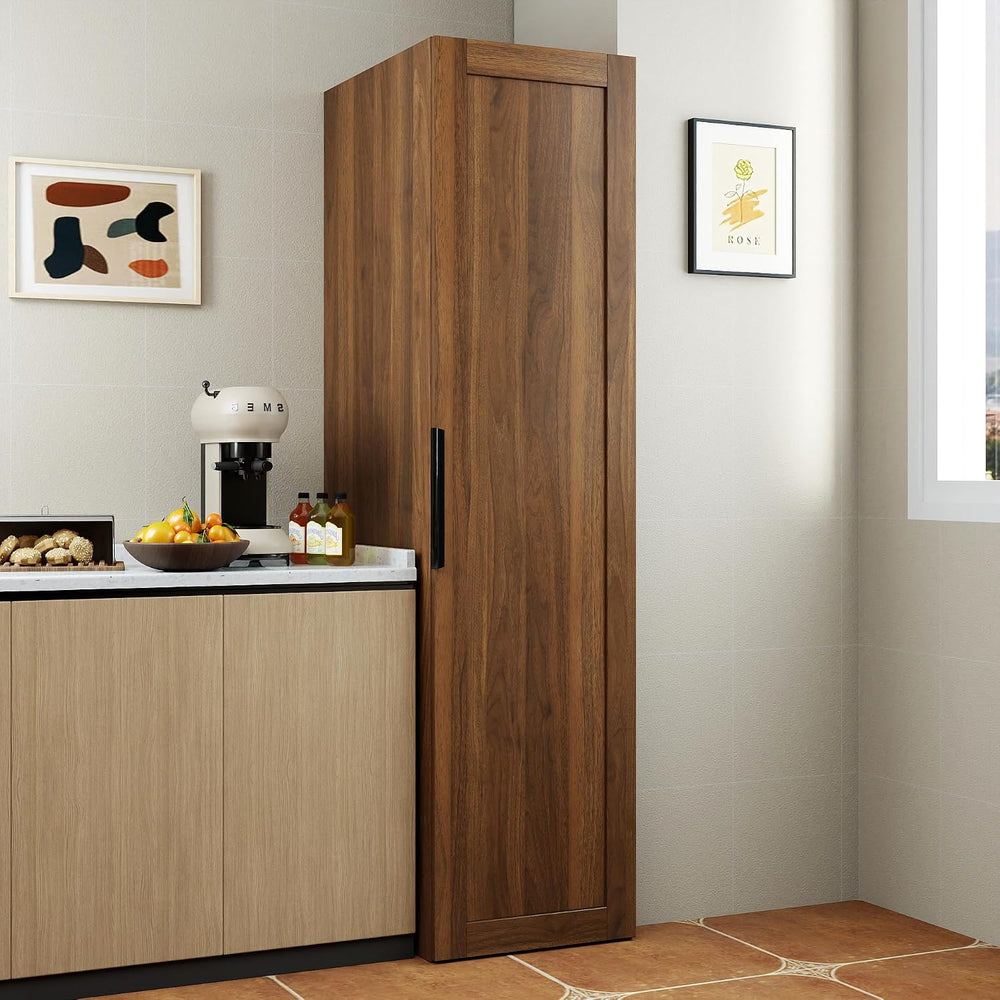 63 " Narrow Kitchen Pantry Storage Cabinet with Shelf & Side Racks (...
