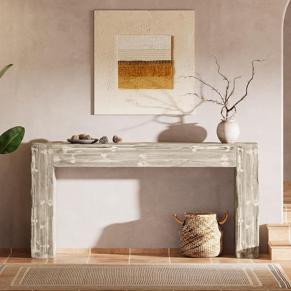 Solid Wood Console Table, 63-Inch Farmhouse Sofa Table Behind Couch for Entry...