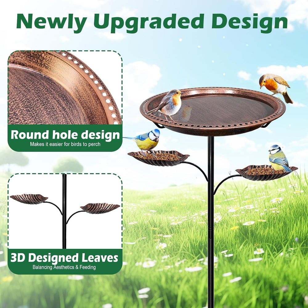 Bird Bath for Outside,2-in-1 Detachable Bird Feeder,Antique Bronze