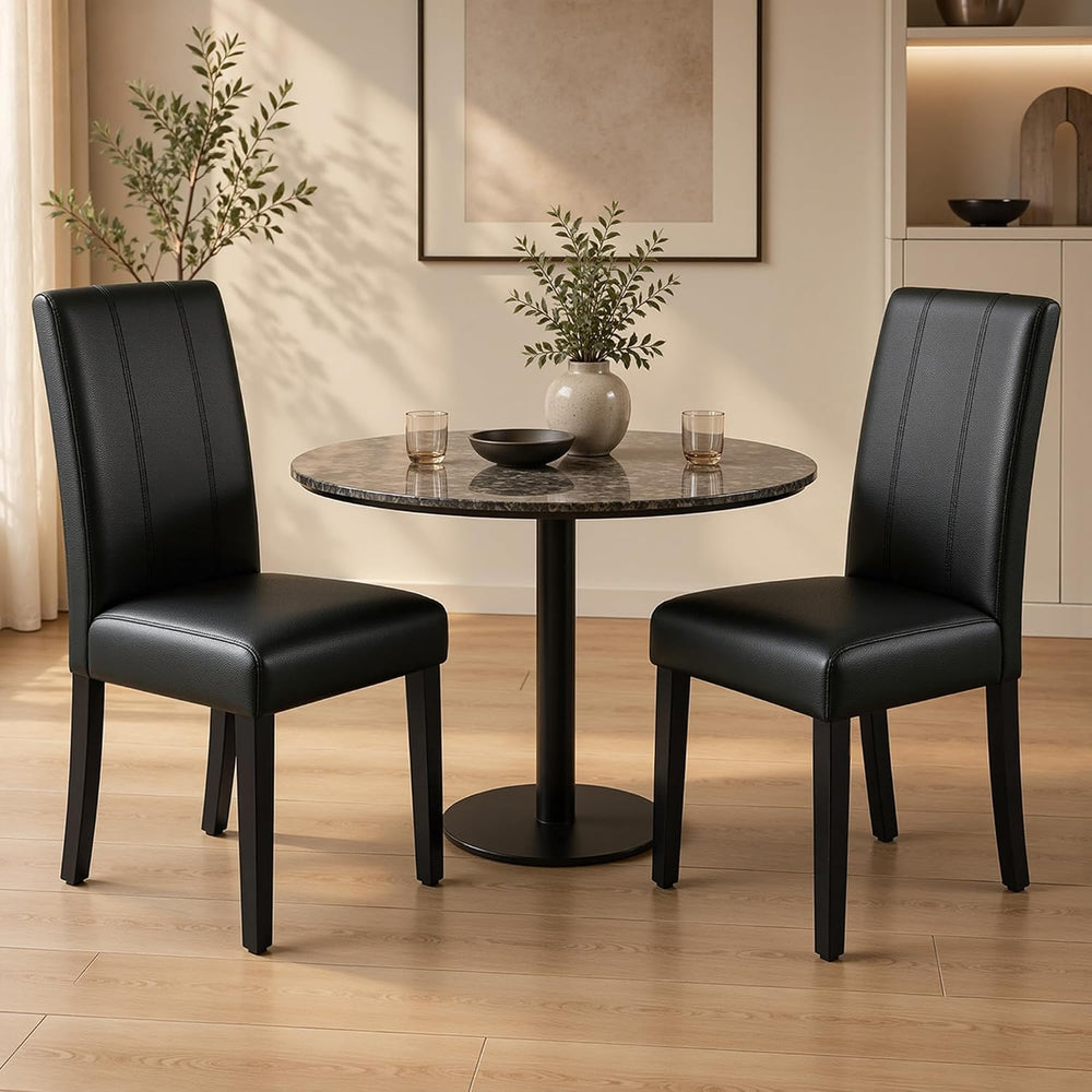 CHUN YI Dining Chairs Set of 2, Faux Leather Dining Room Chairs, Upholstered ...