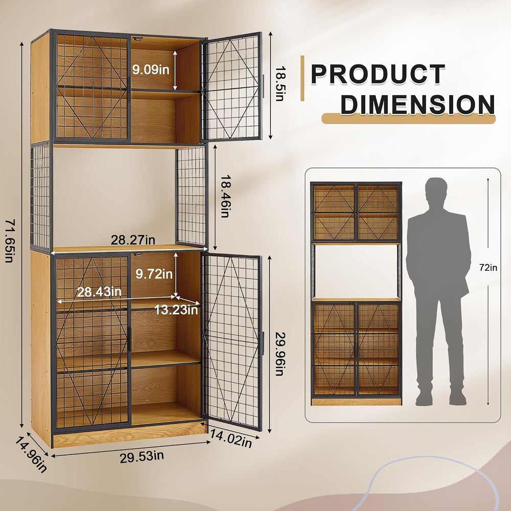 VECELO 72in Tall Kitchen Pantry Cabinet Set of 2 with Doors and Shelves, Larg...