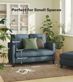 Welzona Loveseat, 51" Small Couch, Comfy Teddy Love Seat for Living Room, Tool-Free Setup Loveseat Sofa for Small Spaces, All-Wood Small Sofa Couch for Bedroom, Blue Grey