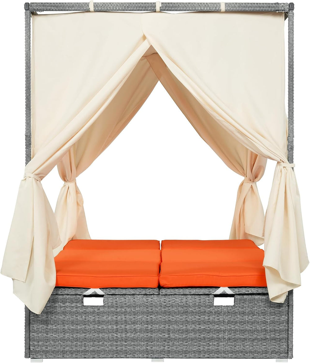 LUMISOL Outdoor Daybed with Canopy, Adjustable Outdoor Sun Lounger with Multi...