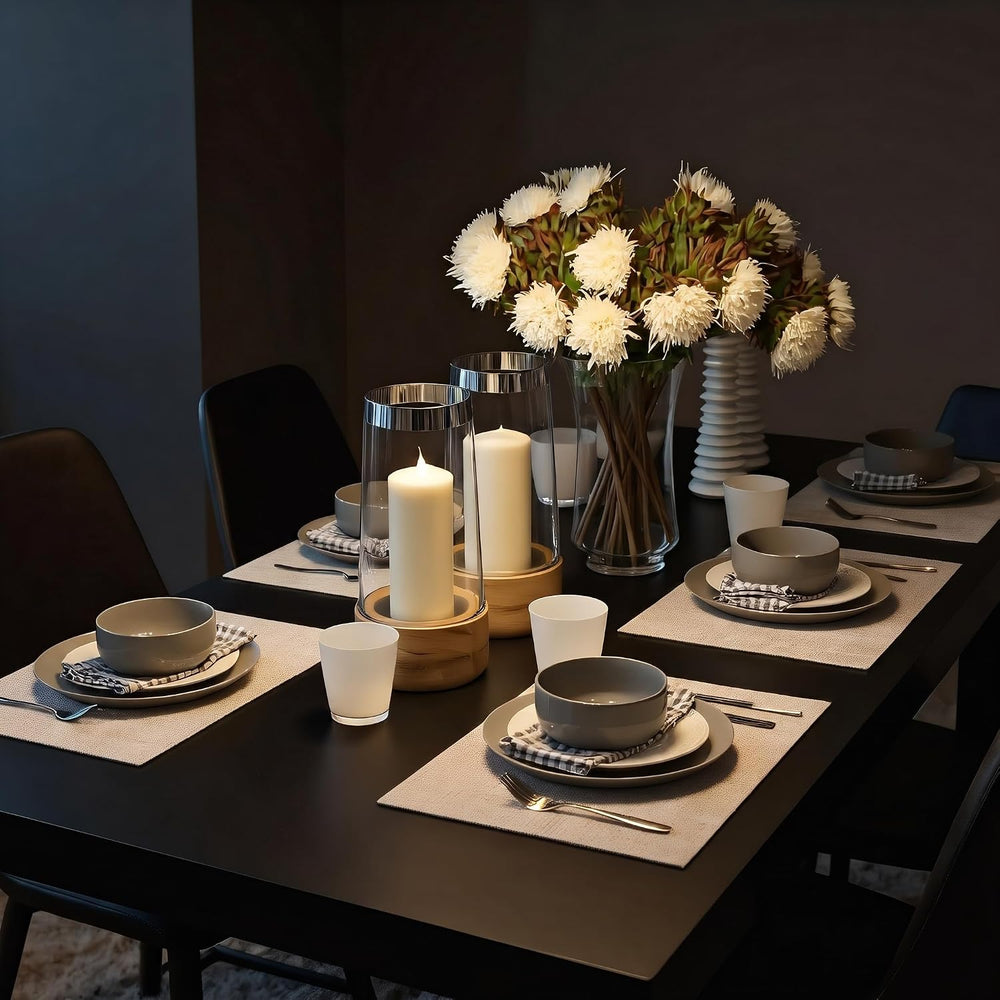 Faux Leather Placemats Set of 6, 12 X 17 Inch - Vinyl Heat Resistant Place Ma...