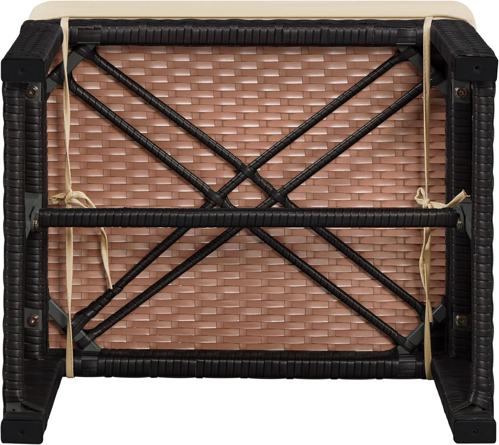 Yaheetech Wicker Ottomans, Set of 2 Footrest with Removable Cushion, 2pcs PE ...