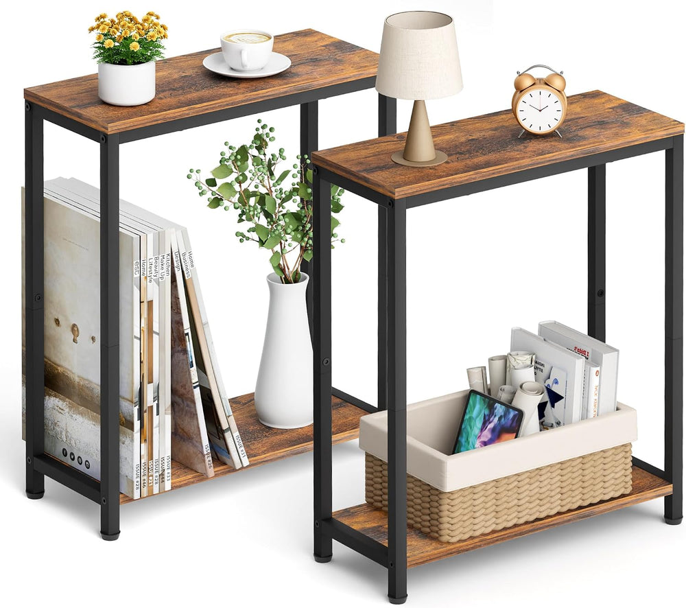 SLEEPING LAMB Narrow End Tables Living Room Set of 2 Small Side Table for Sma...