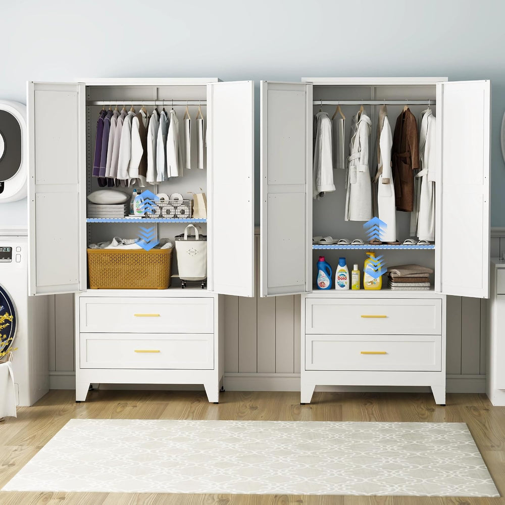 71 "H Armoire Wardrobe Closet with 2 Drawers and Adjustable Shelves | Me...