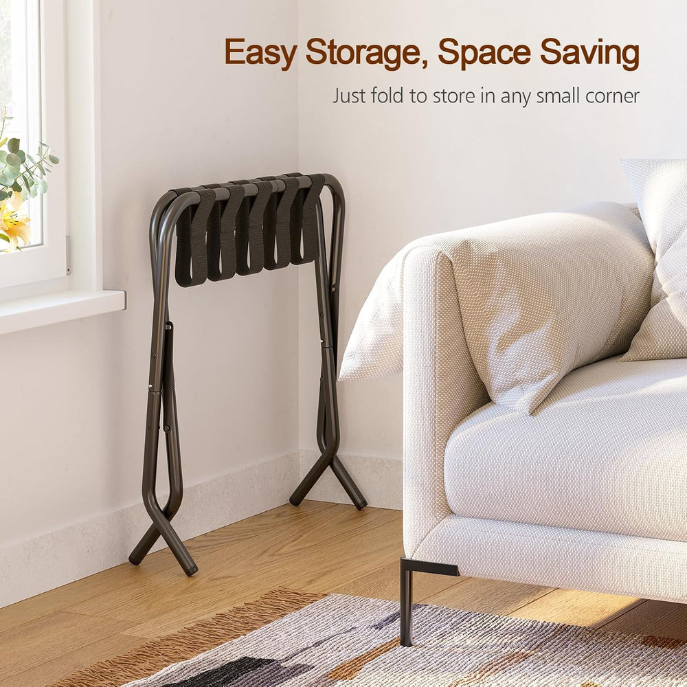 AMHANCIBLE Luggage Rack, Foldable Suitcase Stands Set of 2, Metal Luggage Hol...