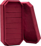 Velvet Ring Organizer Display Tray Jewelry Box Earring Holder Case for Wedding Birthday Christmas Day (Red)