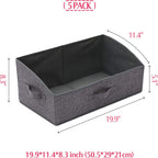 TENABORT 5 Pack Trapezoid Large Foldable Closet Storage Bins with Handle, Fabric Storage Organizer Cube Cloth Containers Linen Box Shelf Baskets for Clothes Clothing Shelves Wardrobe